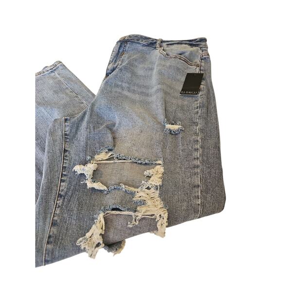 NWT Eloquii Wide Leg Distressed Denim Womens 18 High Rise Plus SZ Light Wash - Picture 12 of 13